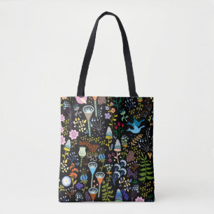 nahtloses Muster mit leuchtend mehrfarbigen Blume Tasche