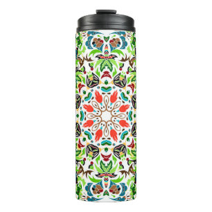 nahtloses Muster mit leuchtendem floralem Ornament Thermosbecher