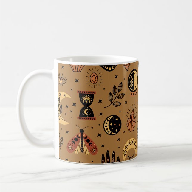Nahtloses Muster mit magischen Elementen Kaffeetasse (Links)