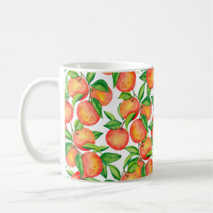 Nahtloses Muster mit Mandarinen in Aquarellfarbe Kaffeetasse