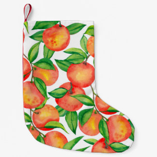 Nahtloses Muster mit Mandarinen in Aquarellfarbe Kleiner Weihnachtsstrumpf