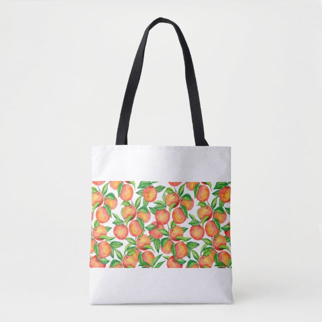 Nahtloses Muster mit Mandarinen in Aquarellfarbe Tasche (Vorderseite)