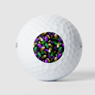 Nahtloses Muster mit Mardi Gras-Federn Golfball
