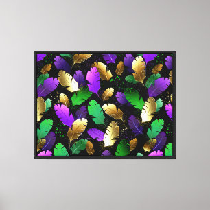 Nahtloses Muster mit Mardi Gras-Federn Leinwanddruck