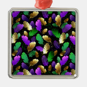 Nahtloses Muster mit Mardi Gras-Federn Ornament Aus Metall