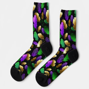 Nahtloses Muster mit Mardi Gras-Federn Socken