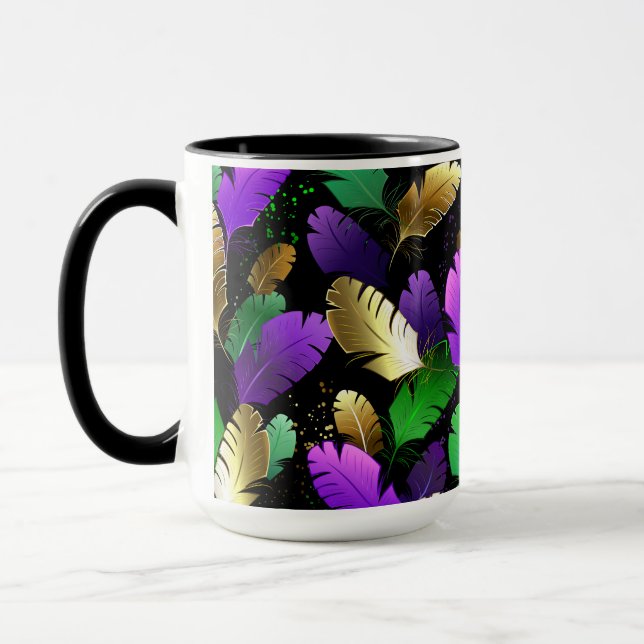 Nahtloses Muster mit Mardi Gras-Federn Tasse (Links)