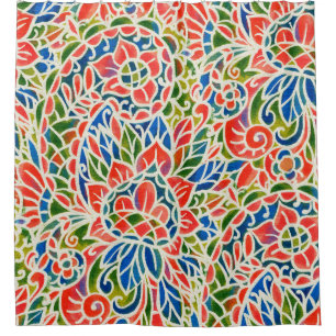 Nahtloses Muster mit mehrfarbigem Paisley-Druck. B Duschvorhang