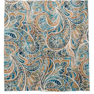 Nahtloses Muster mit mehrfarbigem Paisley-Druck. H Duschvorhang