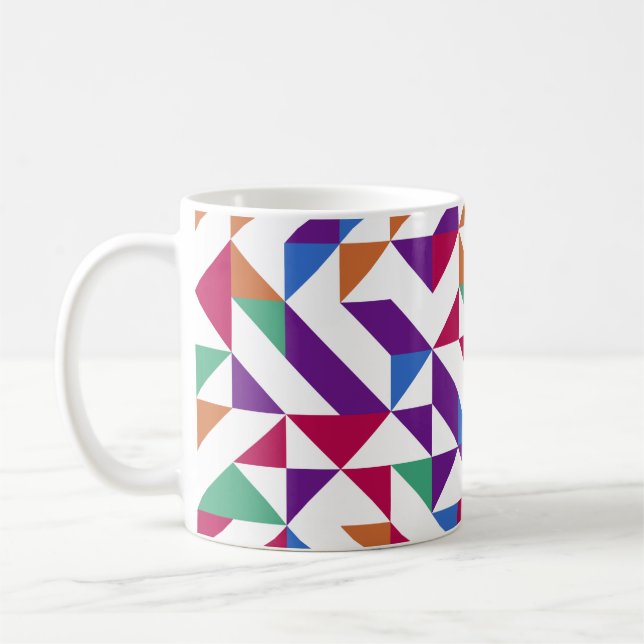 Nahtloses Muster mit mehrfarbiger Geometrie Kaffeetasse (Links)