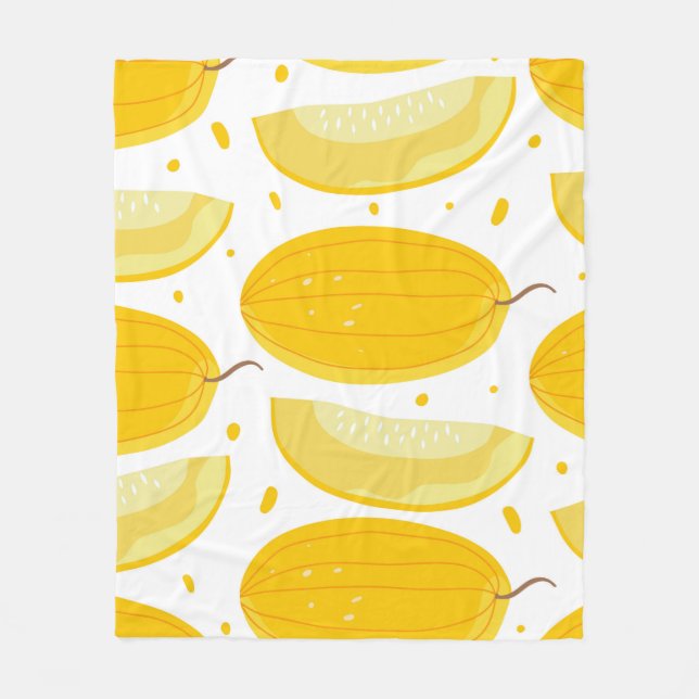 Nahtloses Muster mit Melonen. Doodle Früchte. Vint Fleecedecke (Vorderseite)