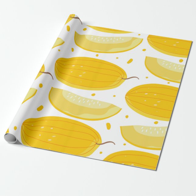 Nahtloses Muster mit Melonen. Doodle Früchte. Vint Geschenkpapier (Ungerollt)