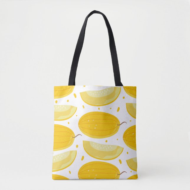 Nahtloses Muster mit Melonen. Doodle Früchte. Vint Tasche (Vorderseite)