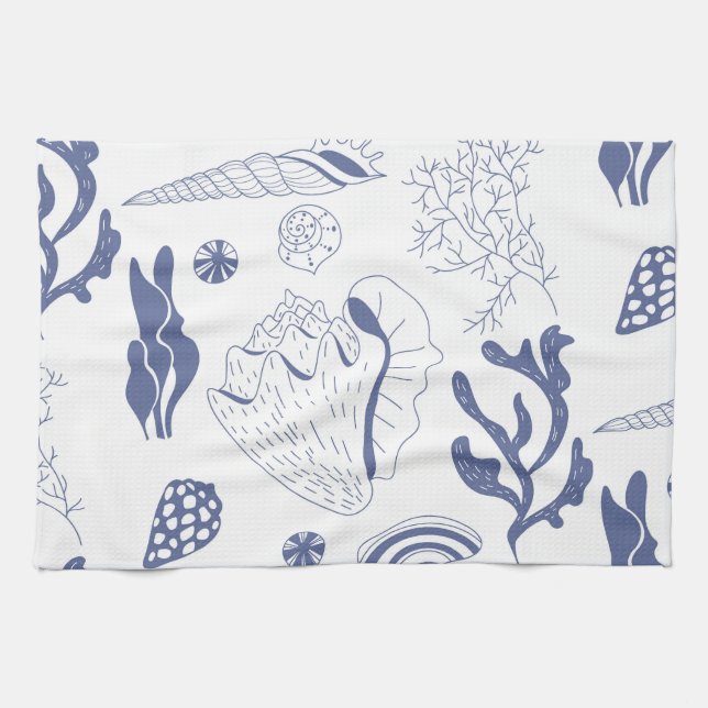 Nahtloses Muster mit Muscheln Handtuch (Horizontal)
