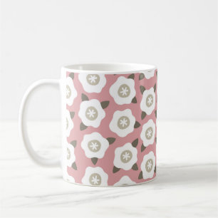 Nahtloses Muster mit niedlichen Blume auf rosa Bac Kaffeetasse