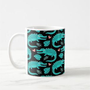 Nahtloses Muster mit niedlichen Cartoon-Krokodilen Kaffeetasse
