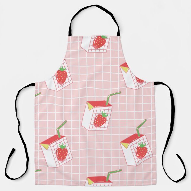 Nahtloses Muster mit niedlicher Erdbeermilch aus C Schürze (Vorderseite)