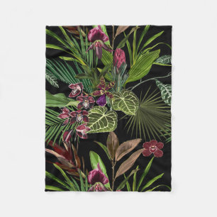 Nahtloses Muster mit Orchideen und Protea-Blume. Fleecedecke