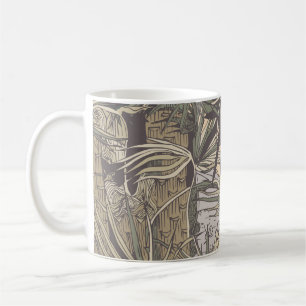 Nahtloses Muster mit Palmwedeln, helles Muster,t Kaffeetasse