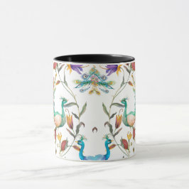 Nahtloses Muster mit Pfau und Blume Tasse