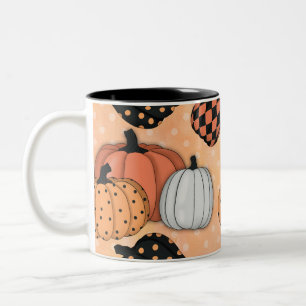 Nahtloses Muster mit Pumpkins.Thanksgiving Tag Zweifarbige Tasse