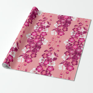 Nahtloses Muster mit rosa blühenden Rose Geschenkpapier