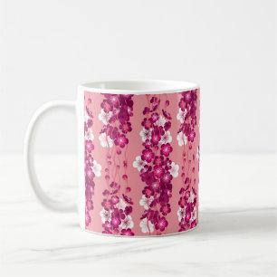 Nahtloses Muster mit rosa blühenden Rose Kaffeetasse