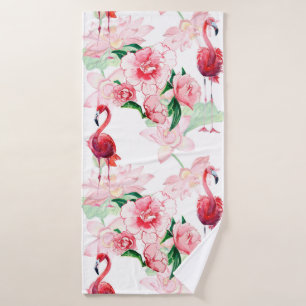 Nahtloses Muster mit rosa Flamingo Badehandtuch