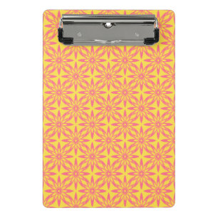 Nahtloses Muster mit rosa gelben Blumen Mini Klemmbrett