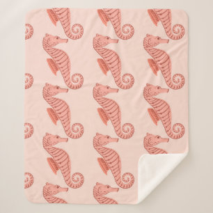 Nahtloses Muster mit Seepferd-Doodle-Ornament. Pi Sherpadecke