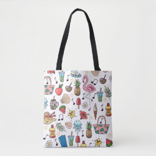 Nahtloses Muster mit Sommerelementen. Darstellung Tasche