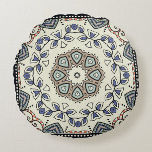Nahtloses Muster mit Stammes-Mandala Rundes Kissen