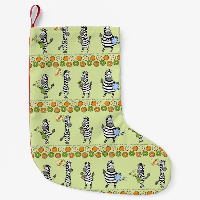Nahtloses Muster mit verschiedenen Zebras und abwe Kleiner Weihnachtsstrumpf (Vorderseite)