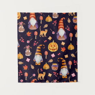 Nahtloses Muster mit Vintagen Halloween-Elementen. Wandteppich
