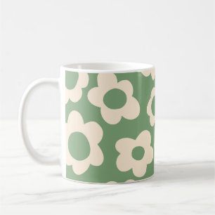 Nahtloses Muster mit Vintager Vintager Groovy-Blum Kaffeetasse