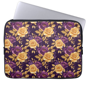 Nahtloses Muster mit violetten Blumen Laptopschutzhülle