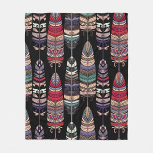 Nahtloses Muster mit Vogelfedern. Tribal Art a Fleecedecke