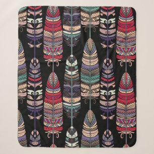 Nahtloses Muster mit Vogelfedern. Tribal Art a Sherpadecke