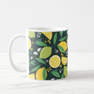 Nahtloses Muster mit Zitronen. Abstrakter Kunstdru Kaffeetasse