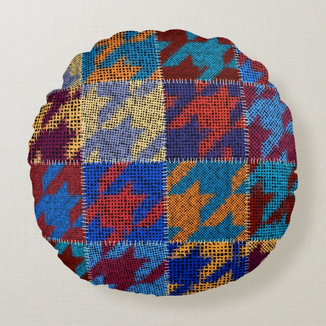 Nahtloses Muster. Nachahmung eines Patchwork-Muste Rundes Kissen (Vorderseite)