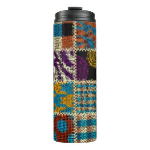 Nahtloses Muster. Nachahmung eines Patchwork-Muste Thermosbecher