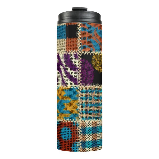 Nahtloses Muster. Nachahmung eines Patchwork-Muste Thermosbecher (Vorderseite)