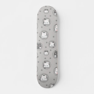 Nahtloses Muster Niedlich Kawaii Cats Paw Skateboard