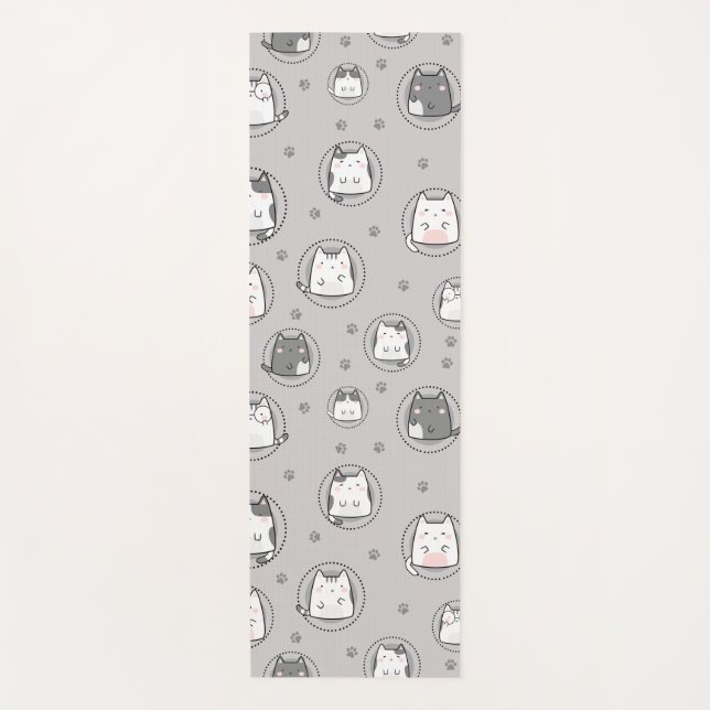 Nahtloses Muster Niedlich Kawaii Cats Paw Yogamatte (Vorderseite)