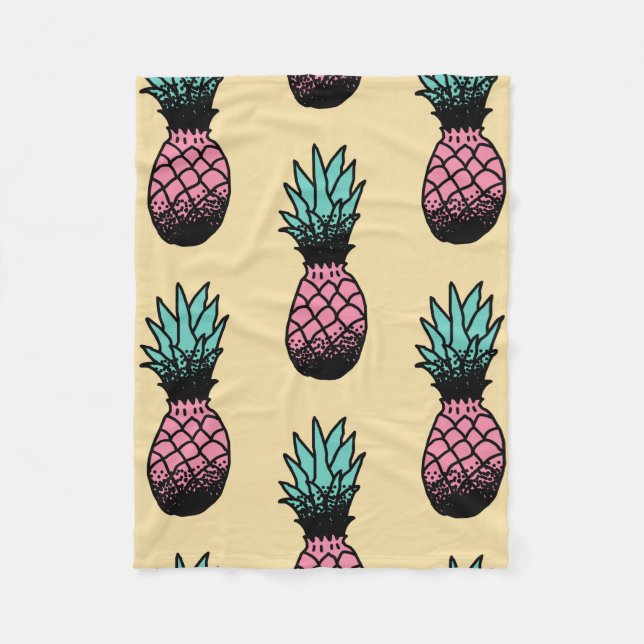 Nahtloses Muster niedlicher handgezogener Ananas Fleecedecke (Vorderseite)