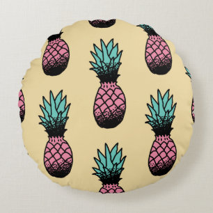 Nahtloses Muster niedlicher handgezogener Ananas Rundes Kissen