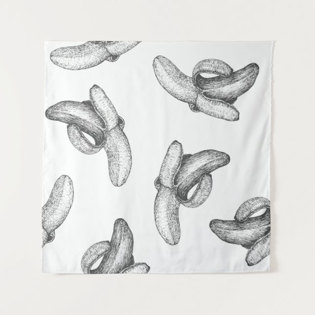 Nahtloses Muster oder Hintergrund mit Banane. Wandteppich (Vorderseite)
