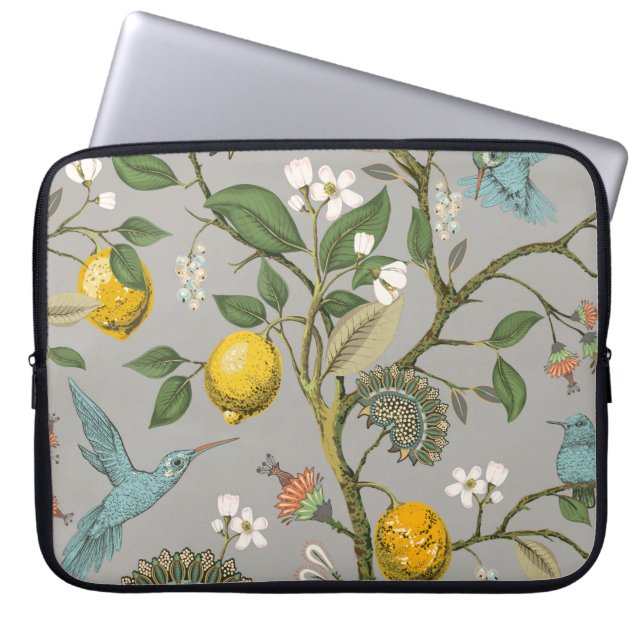 Nahtloses Muster ohne Blumen. Botanische Tapete. P Laptopschutzhülle (Vorderseite)
