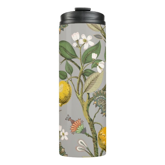 Nahtloses Muster ohne Blumen. Botanische Tapete. P Thermosbecher (Vorderseite)