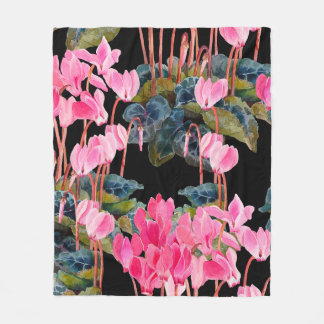 Nahtloses Muster ohne Blumen. Rosa Cyclamen abgesc Fleecedecke